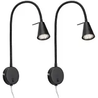 Briloner TUSA, set van 2 LED leeslampen, verstelbaar, warm wit licht, schakelaar, zwart, 45 x 8 x 20,5 cm