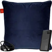 Coozie Oplaadbaar Warmtekussen – Draadloos & Bedraad – 45–65°C – Velvet – 45 x 45 cm – Donkerblauw – Elektrisch Kussen – Incl. Powerbank – Tot 8 uur warmte
