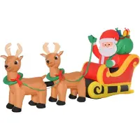 HOMCOM Opblaasbare kerstman met slee met 6 led-lampjes waterdicht 240 cm