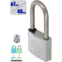 AMIG Hangslot RVS 316 Ø7/40mm Hoge Beugel Met Sleutel - Marine Weerbestendig Buiten