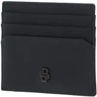HUGO BOSS Leren kaarthouder Double B Card Holder Saffiano Grey grijs