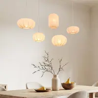 LumenXL Stoffen hanglamp Canvas met 5 lichtpunten - warm beige met roze ondertoon