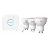 Philips Hue White & Color Ambiance Starterkit: 3 Gu10 Slimme Spots + Smart Button