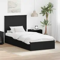 vidaXL Opbergbed, zwart, 75 x 190 cm, houtvezel