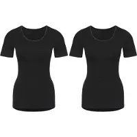 Conta Con-ta -2 dames thermo shirts met korte mouw - zwart gestreept - maat 42