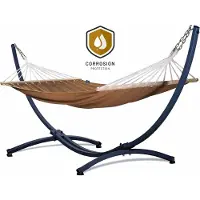 Potenza Hangmat met Spreidstok en Standaard 2 Persoons PREMIUM – Verhoogde, Stevige & WEERBESTENDIGE Constructie | Comfortabele Hangmat | Max. Belast. 220 kg – Grande Premium Roma