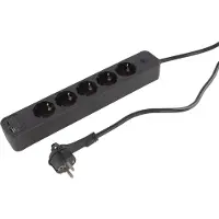 Q-Link stekkerdoos - 5-voudig - randaarde - met platte stekker - USB A/C - 3 x 1.5 mmÂ² - 1.5 m - zwart