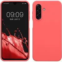 Kwmobile telefoonhoesje geschikt voor Samsung Galaxy A17 4G / 5G - Hoesje met siliconen coating - Smartphone case in neon koraal