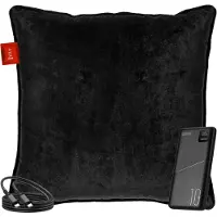 Coozie Oplaadbaar Warmtekussen – Draadloos & Bedraad – 45–65°C – Velvet – 45 x 45 cm – Zwart – Elektrisch Kussen – Incl. Powerbank – Tot 8 uur warmte