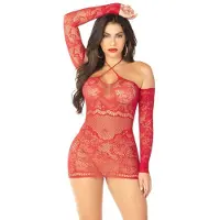 Leg avenue - Seamless Off The Shoulder Mini jurk - Rood