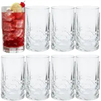 Excellent houseware Drinkglazen - 8x stuks - glas - 360ml - met motief - longdrink - waterglazen - frisdrankglazen