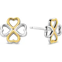 New Bling 9NB-1605 – Zilveren Oorbellen Dames – Klaver Oorknopjes Two Tone – 925 Zilver – 9,7 mm – Cadeau voor Vrouwen