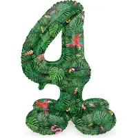 Folat - Staande folieballon Cijfer 4 Jungle Vibe - 72 cm