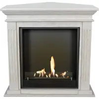 Xaralyn Bio-ethanol haard - Cadiz-Corner BIU - wit natuursteen - 3 KW verwarming - haardombouw inclusief inbouwhaard - schouw - hoekhaard