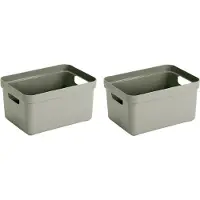 Sunware Opbergbox Sigma - 5x - kunststof - lichtgroen - 13 liter - Opbergbakken/opbergers - 35 x 25 x 18 cm
