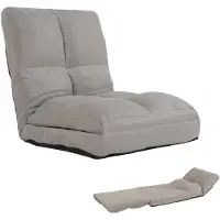 Mendler Bodemfauteuil HWC-N45, slaapfauteuil, verstelbare fauteuil, met slaapfunctie, opklapbaar, stalen frame, fluweel, lichtgrijs