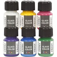 Creativ Company Glaskleurverf, Frost, 6 flacons van 35 ml