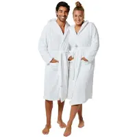 Badrock Badjas fleece - witte badjas met capuchon - flanel fleece badjas unisex -