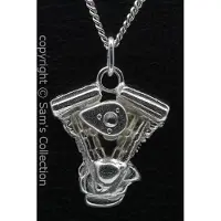 MOOYE ® - Collectie Zilveren Harley Evo motorblok S&S filter ketting hanger