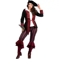Coppens Piraat outfit dame burgundy - Polyester - Halloween kostuums | Maat 48