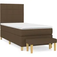 vidaXL Boxspring met matras stof donkerbruin 90x190 cm