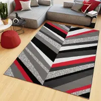 Tapiso Maya Vloerkleed Rood Grijs Slaapkamer Tapijt Maat- 160x230