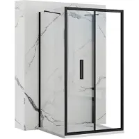 REA Rapid Fold Black 100X100 - 195 cm - U-Douchecabine - Vierkant - Zwart