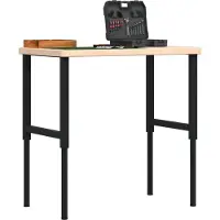 vidaXL Werkbank rechthoekig 100x60x(73-99,5) cm massief eikenhout