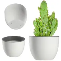Kadax Bloempot, ronde sierpot van kunststof, voor binnen en buiten, plantenbak in 3 kleuren, pot voor tuin, balkon, wit 35 cm
