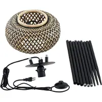 LINDBY Vloerlamp Nerys , hout donker, Woon-/ Eetkamer, Hout, Landelijk, vloerlamp