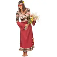 Vegaoo - Bordeaux rood hippie kostuum voor vrouwen