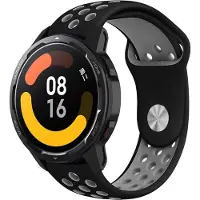 Strap-it Siliconen sport bandje - geschikt voor Xiaomi Watch S1 (Active/Pro) / Watch 2 Pro / Watch S3 / Xiaomi Mi Watch / Amazfit Balance / Bip 5 - zwart/grijs