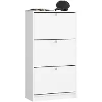 NORE Witte Klassieke Schoenkast met 3 Klapdeuren - 60 cm Breed, Laminaten Platen, Zelfmontage