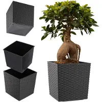 Kadax Bloempot van kunststof, weerbestendige tuinpot voor balkon, terras, binnen, lichte pot met inzet, plantenpot, bloempot (grafiet, hoogte: 30,6 cm)