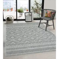 The Carpet Calgary - Robuust Outdoor Vloerkleed, Modern Design, Voor Keuken en Eetkamer, Boho-Stijl, Grijs, 200 x 280 cm