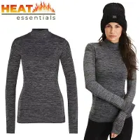 Heat Essentials - Premium Thermo Ondergoed Dames - ThermoShirt Dames - Zwart - L - Thermokleding Dames - Thermo Shirt Dames Lange Mouw