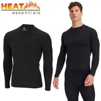 Heat Essentials Thermo Shirt Heren - Merinowol Shirt - Zwart - Maat XL - Thermokleding Heren - Merino