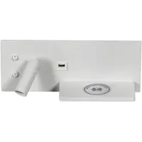 Expo Nighty Left wandlamp wit LED 3W + 7W USB + Draadloos Laden