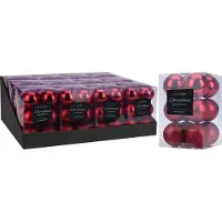 Affek Design - Set van 12 kerstballen rood 6 cm - mat/glitter/blinkend