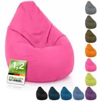 Green Bean Zitzak met rugleuning "Drop" 60x60x90cm - Binnenzitkussen 220L EPS-korrelvulling - Roze