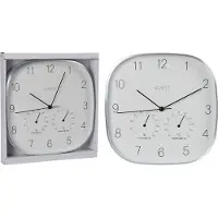 Koopman Wandklok aluminium hygrometer thermometer 28,5x4cm multicolor.