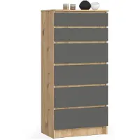 Akord Ladekast K60 met 6 Lades / Furniture Factory / Artisan Eik - Grafietgrijs / 60 x 130 x 40 cm