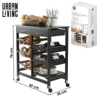 Urban Living "PRATIK" Zwarte opbergkar met 2 lades en 3 metalen manden 65x35xH76 cm