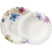 Villeroy & Boch Eetservies Mariefleur Gris Basic met mooi bloemmotief (set, 12-delig)
