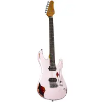 Fame Custom ST RW Worn Strawberry over Sunburst - ST-Style elektrische gitaar