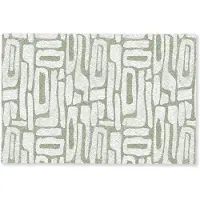 MuchoWow Deurmat 60x40 cm - Droogloopmat Groen - Wit - Kronkelen - Mat voor binnen - Schoonloopmat - Deurmatten met print - Inloopmat
