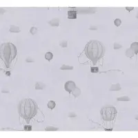 A.S. Création LUCHTBALLONNEN BEHANG | Wolken - Grijs - Lilly & Luis