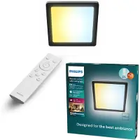 Philips Plafondlamp Valen Vierkant Zwart 39,5 cm (incl. afstandsbediening)
