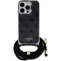 GUESS GUHCP16XHC4SEK iPhone 16 Pro Max 6,9" czarny/zwarte hardcase Crossbody Koord 4G Print (iPhone 16 Pro Max), Smartphonehoes, Zwart