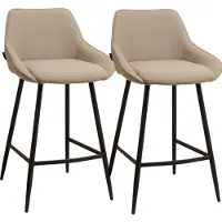 Bronx71 Scandinavische barkruk Lova gerecyclede stof taupe 68 cm - Barkrukken set van 2 - barstoel